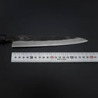 Yanagiba Blue Steel #2 Kurouchi Büffelhorn und Ebenholz Griff 200mm-[Musashi]-[Japan-Küchenmesser]