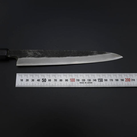 Yanagiba Blue Steel #2 Kurouchi Büffelhorn und Ebenholz Griff 200mm-[Musashi]-[Japan-Küchenmesser]