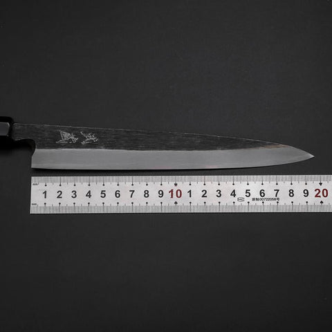 Yanagiba Blue Steel #2 Kurouchi Büffelhorn und Ebenholz Griff 210mm-[Musashi]-[Japan-Küchenmesser]