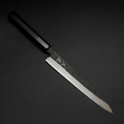 Yanagiba Blue Steel #2 Kurouchi Büffelhorn und Ebenholz Griff 210mm-[Musashi]-[Japan-Küchenmesser]
