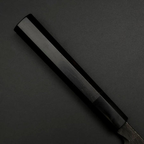 Yanagiba Blue Steel #2 Kurouchi Büffelhorn und Ebenholz Griff 240mm-[Musashi]-[Japan-Küchenmesser]