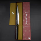 Yanagiba Blue Steel #2 Kurouchi Büffelhorn und Ebenholz Griff 240mm-[Musashi]-[Japan-Küchenmesser]