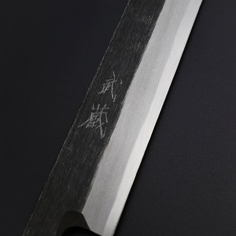 Yanagiba Blue Steel #2 Kurouchi Büffelhorn und Ebenholz Griff 260mm-[Musashi]-[Japan-Küchenmesser]