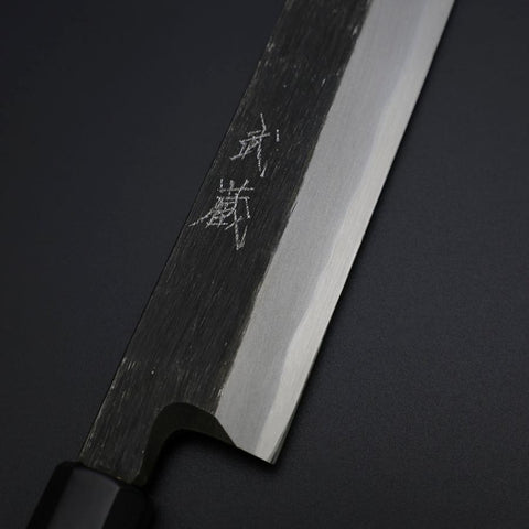 Yanagiba Blue Steel #2 Kurouchi Büffelhorn und Ebenholz Griff 300mm-[Musashi]-[Japan-Küchenmesser]