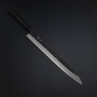 Yanagiba Blue Steel #2 Kurouchi Büffelhorn und Ebenholz Griff 300mm-[Musashi]-[Japan-Küchenmesser]