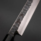 Yanagiba Blue Steel #2 Kurouchi Tsuchime Büffelhorn und Ebenholz Griff 230mm-[Musashi]-[Japan-Küchenmesser]