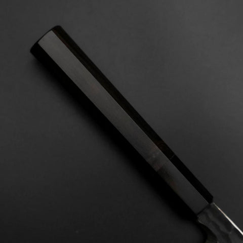 Yanagiba Blue Steel #2 Kurouchi Tsuchime Büffelhorn und Ebenholz Griff 230mm-[Musashi]-[Japan-Küchenmesser]