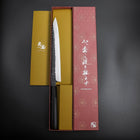 Yanagiba Blue Steel #2 Kurouchi Tsuchime Büffelhorn und Ebenholz Griff 230mm-[Musashi]-[Japan-Küchenmesser]