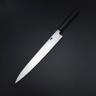 Yanagiba Blue Steel #2 Kurouchi Tsuchime Büffelhorn und Ebenholz Griff 260mm-[Musashi]-[Japan-Küchenmesser]