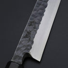 Yanagiba Blue Steel #2 Kurouchi Tsuchime Büffelhorn und Ebenholz Griff 260mm-[Musashi]-[Japan-Küchenmesser]