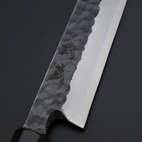 Yanagiba Blue Steel #2 Kurouchi Tsuchime Büffelhorn und Ebenholz Griff 260mm-[Musashi]-[Japan-Küchenmesser]