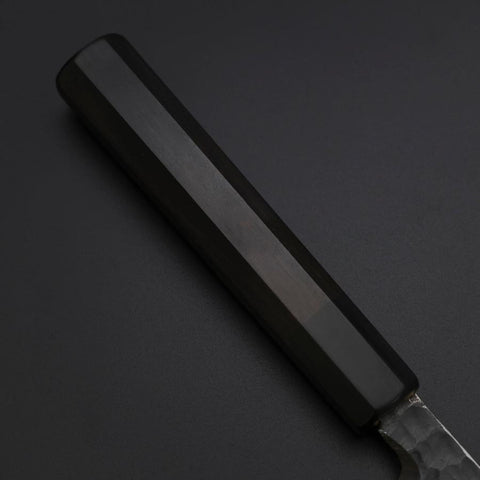 Yanagiba Blue Steel #2 Kurouchi Tsuchime Büffelhorn und Ebenholz Griff 260mm-[Musashi]-[Japan-Küchenmesser]