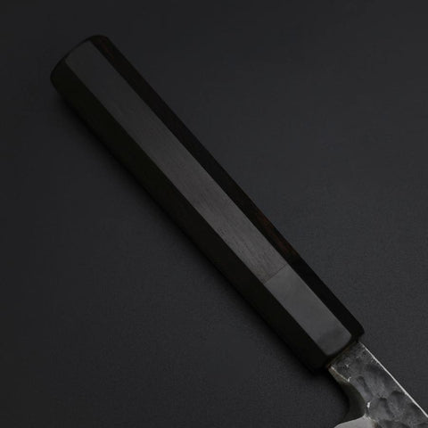 Yanagiba Blue Steel #2 Kurouchi Tsuchime Büffelhorn und Ebenholz Griff 270mm-[Musashi]-[Japan-Küchenmesser]