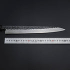 Yanagiba Blue Steel #2 Kurouchi Tsuchime Büffelhorn und Ebenholz Griff 270mm-[Musashi]-[Japan-Küchenmesser]