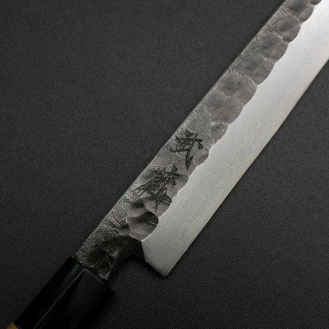 Yanagiba Blue Steel #2 Kurouchi Tsuchime Kirschholz Griff 200mm-[Musashi]-[Japan-Küchenmesser]