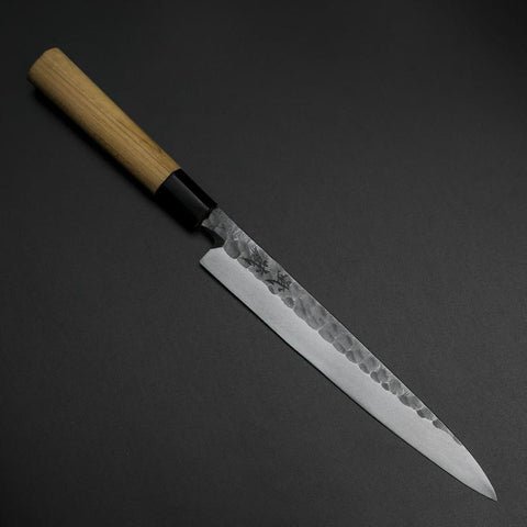 Yanagiba Blue Steel #2 Kurouchi Tsuchime Kirschholz Griff 200mm-[Musashi]-[Japan-Küchenmesser]