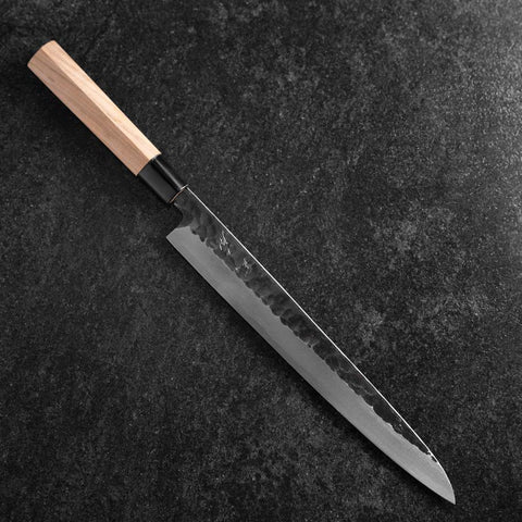Yanagiba Blue Steel #2 Kurouchi Tsuchime Magnolienholz Griff 270mm-[Musashi]-[Japan-Küchenmesser]