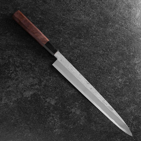 Yanagiba Blue Steel #2 Nashiji Buffalo Walnut Handle 270mm (10.6”)-[Musashi]-[Japanese-Kitchen-Knives]