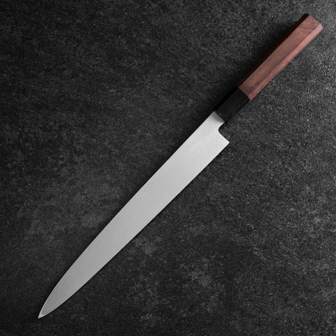 Yanagiba Blue Steel #2 Nashiji Büffelhorn und Walnussholz Griff 270mm-[Musashi]-[Japan-Küchenmesser]