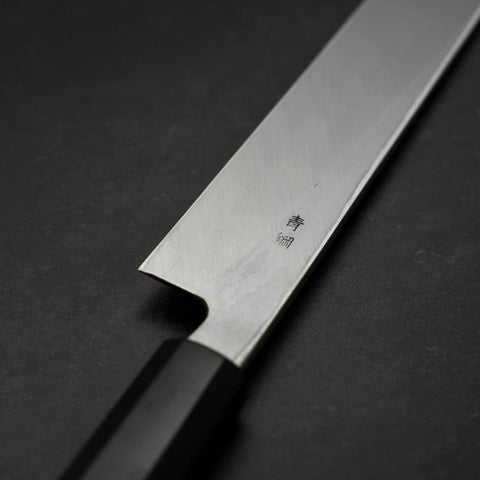 Yanagiba Blue Steel #2 Suminagashi Büffelhorn und Ebenholz Griff 270mm-[Musashi]-[Japan-Küchenmesser]
