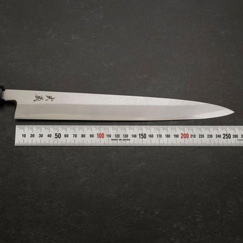 Yanagiba Blue Steel #2 Suminagashi Büffelhorn und Ebenholz Griff 270mm-[Musashi]-[Japan-Küchenmesser]