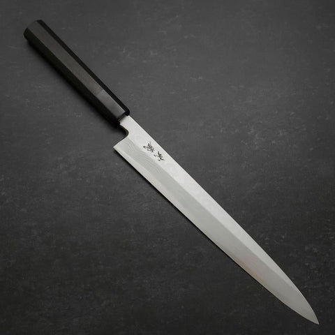 Yanagiba Blue Steel #2 Suminagashi Büffelhorn und Ebenholz Griff 270mm-[Musashi]-[Japan-Küchenmesser]