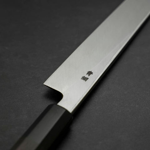 Yanagiba Blue Steel #2, Suminagashi Büffelhorn und Ebenholz Griff, 240mm-[Musashi]-[Japan-Küchenmesser]