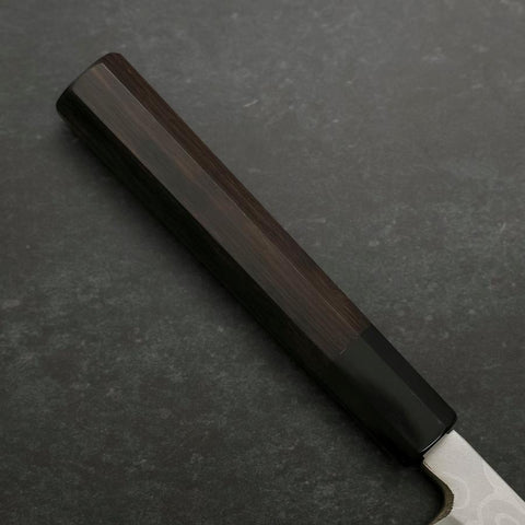 Yanagiba Blue Steel #2, Suminagashi Büffelhorn und Ebenholz Griff, 240mm-[Musashi]-[Japan-Küchenmesser]
