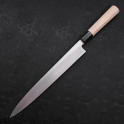 Yanagiba Blue Steel #2 Suminagashi Büffelhorn und Magnolienholz Griff 260mm-[Musashi]-[Japan-Küchenmesser]
