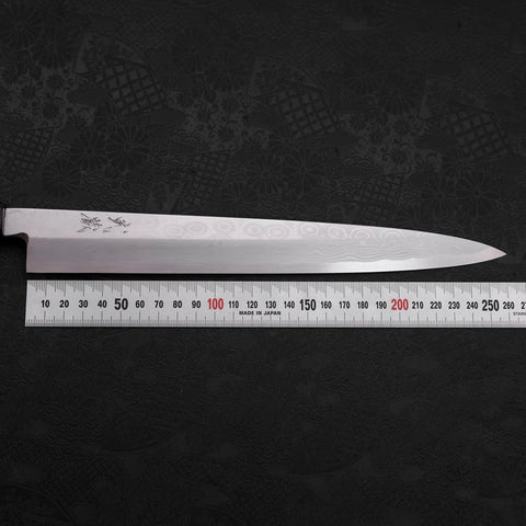 Yanagiba Blue Steel #2 Suminagashi Büffelhorn und Magnolienholz Griff 260mm-[Musashi]-[Japan-Küchenmesser]