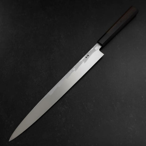 Yanagiba Blue steel #1 Suminagashi Büffelhorn und Ebenholz Griff mit Scheide 330mm-[Musashi]-[Japan-Küchenmesser]