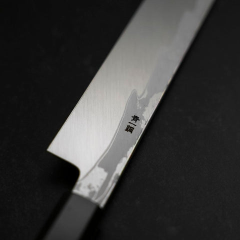 Yanagiba Blue steel #1 Suminagashi Büffelhorn und Ebenholz Griff mit Scheide 330mm-[Musashi]-[Japan-Küchenmesser]