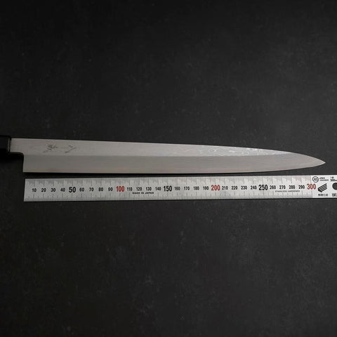 Yanagiba Blue steel #1 Suminagashi Büffelhorn und Ebenholz Griff mit Scheide 330mm-[Musashi]-[Japan-Küchenmesser]