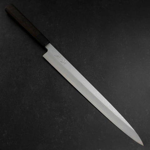 Yanagiba Blue steel #1 Suminagashi Büffelhorn und Ebenholz Griff mit Scheide 330mm-[Musashi]-[Japan-Küchenmesser]