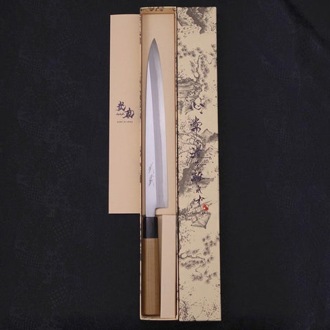 Yanagiba Blue Steel #2 Kasumi Buffalo Magnolia Handle 270mm-[Musashi]-[Japanese-Kitchen-Knives]