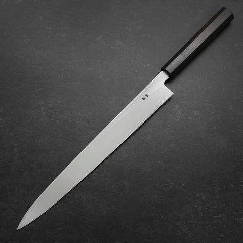 Yanagiba Blue Steel #2 Suminagashi Büffelhorn und Ebenholz Griff 300mm-[Musashi]-[Japan-Küchenmesser]