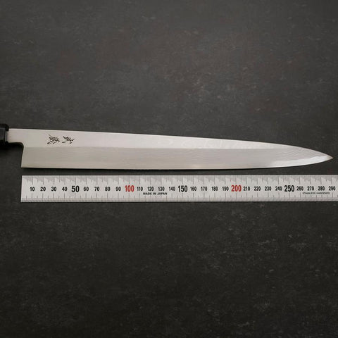 Yanagiba Blue Steel #2 Suminagashi Büffelhorn und Ebenholz Griff 300mm-[Musashi]-[Japan-Küchenmesser]