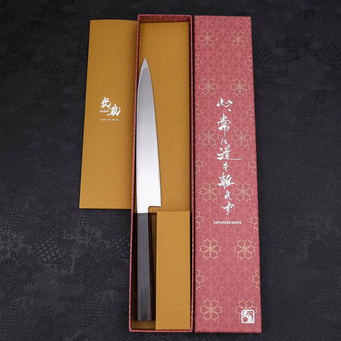 Yanagiba (Linkshand) AUS-10 Kasumi Büffelhorn und Magnolie Griff 210mm-[Musashi]-[Japan-Küchenmesser]