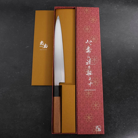 Yanagiba Linkshand AUS-10 Poliert Büffelhorn und Teakholz Griff 240mm-[Musashi]-[Japan-Küchenmesser]