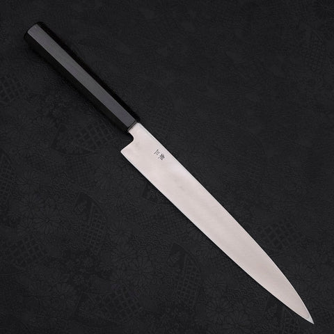 Yanagiba (Linkshand) Silver Steel #3 Kasumi Büffelhorn und Ebenholz Griff 240mm-[Musashi]-[Japan-Küchenmesser]