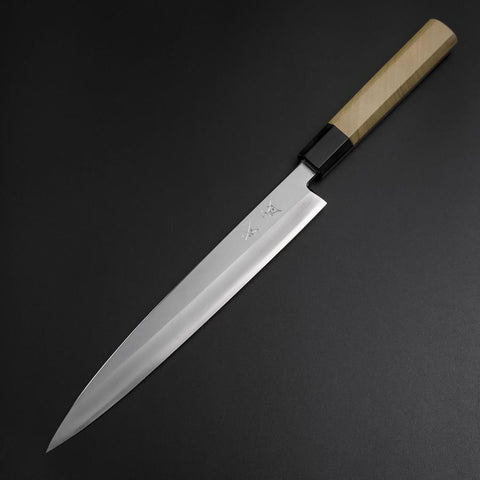 Yanagiba Linkshand Silver Steel #3 Kasumi Büffelhorn und Magnolienholz Griff 240mm-[Musashi]-[Japan-Küchenmesser]
