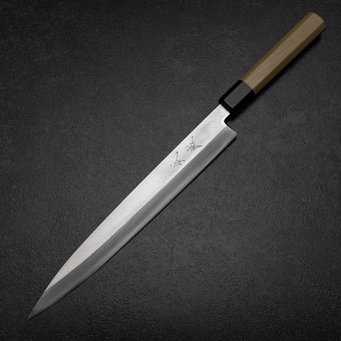 Yanagiba Linkshand Silver Steel #3 Kasumi Büffelhorn und Magnolienholz Griff 260mm-[Musashi]-[Japan-Küchenmesser]