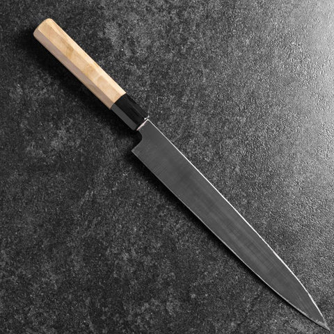 Yanagiba Linkshand Silver Steel #3 Kasumi Büffelhorn und Magnolienholz Griff 260mm-[Musashi]-[Japan-Küchenmesser]