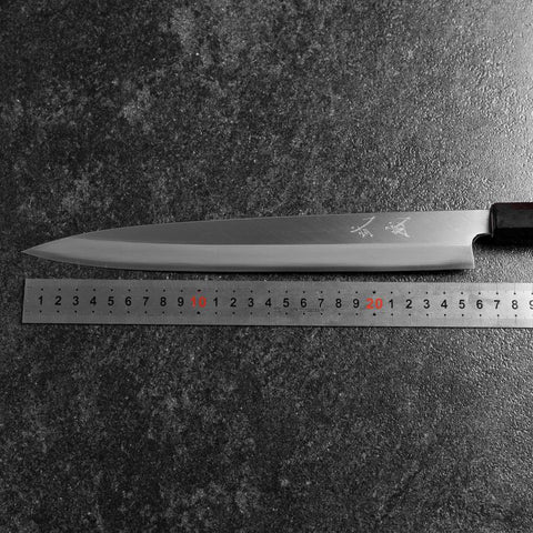 Yanagiba Linkshand Silver Steel #3 Kasumi Büffelhorn und Magnolienholz Griff 260mm-[Musashi]-[Japan-Küchenmesser]