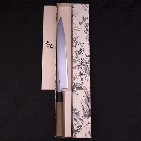 Yanagiba (Linkshand) White Steel #1 Büffelhorn und Magnolienholz Griff 270mm-[Musashi]-[Japan-Küchenmesser]