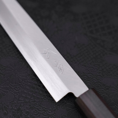 Yanagiba (Linkshand) White Steel #2, Kasumi Büffelhorn und Magnolie Griff, 210mm-[Musashi]-[Japan-Küchenmesser]