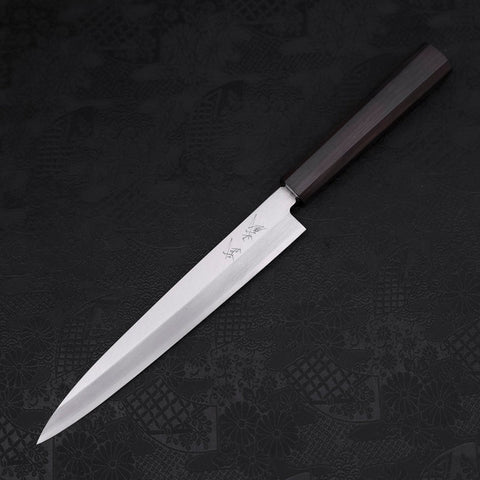 Yanagiba (Linkshand) White Steel #2, Kasumi Büffelhorn und Magnolie Griff, 210mm-[Musashi]-[Japan-Küchenmesser]