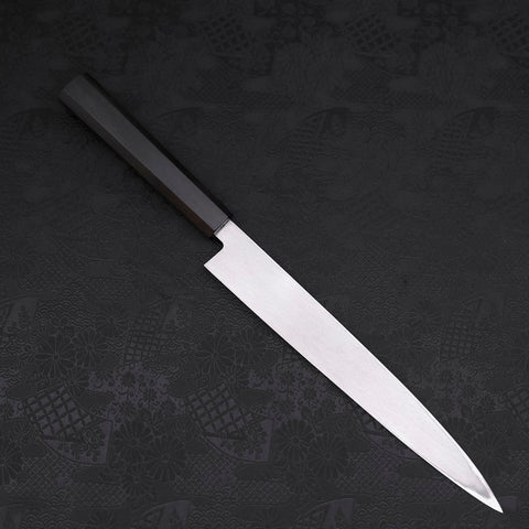 Yanagiba (Linkshand) White Steel #2 Kasumi Büffelhorn und Magnolienholz Griff 240mm-[Musashi]-[Japan-Küchenmesser]
