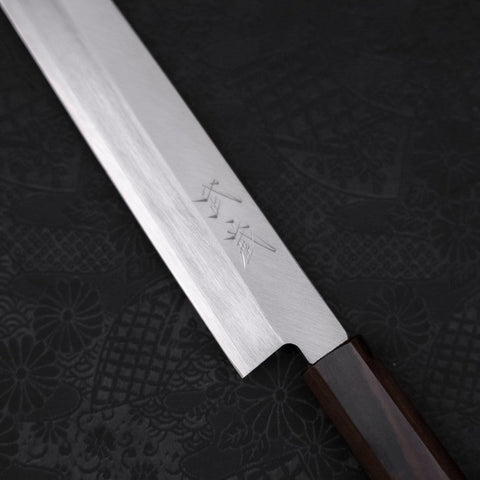Yanagiba (Linkshand) White Steel #2 Kasumi Büffelhorn und Magnolienholz Griff 240mm-[Musashi]-[Japan-Küchenmesser]