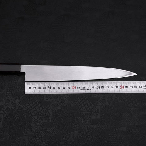 Yanagiba (Linkshand) White Steel #2 Kasumi Büffelhorn und Magnolienholz Griff 240mm-[Musashi]-[Japan-Küchenmesser]